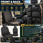 Tactical Seat Back Organiser with 7 MOLLE Pouches, PVC-Lined Seat Cover for 4WDs, Utes and SUVs