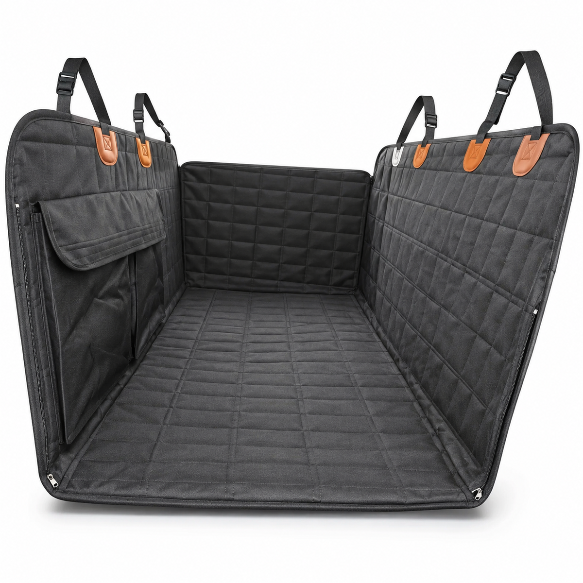 Black Dog Back Seat Extender with Hard Bottom and Mesh Window, Pet Hammock for Cars, Trucks and SUVs