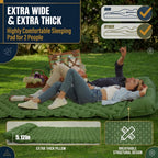 Dark Blue Double Camping Sleeping Pad with Built-in Foot Pump, Extra Wide Inflatable Mat for Tents