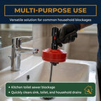 7.6m Drain Snake Auger, Hand Crank or Drill Powered, Flexible Steel Cable for Sinks, Showers and Toilets