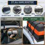 Waterproof Car Roof Bag 112 x 88 x 44cm, Oxford Cloth Rooftop Cargo Carrier for SUVs, Utes and Vans, Black