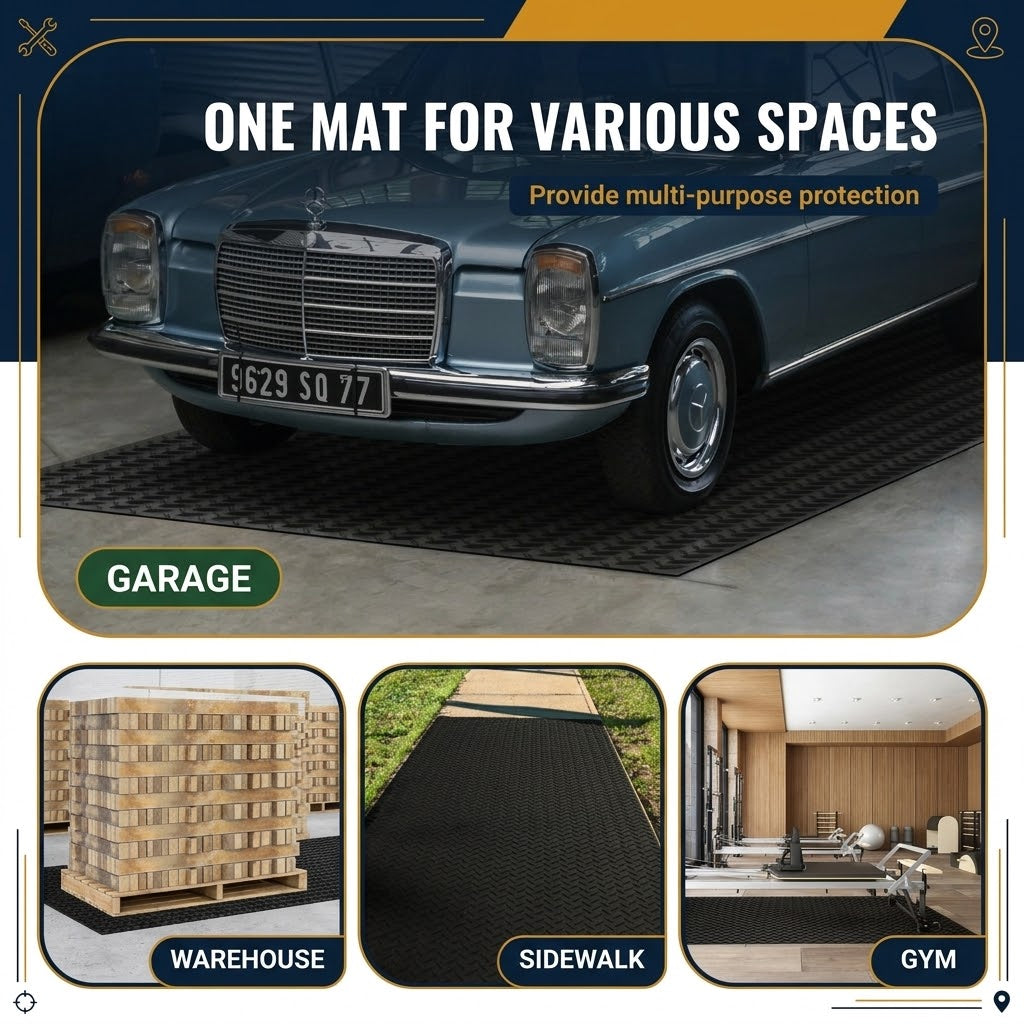 Diamond Plate Rubber Garage Floor Mat Roll 4 x 15 ft, 3mm SBR Rubber Flooring for Garage, Workshop and Gym